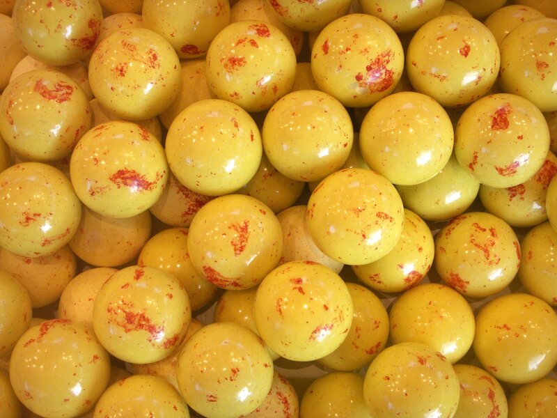 Yellow Gumballs with Red Speckles