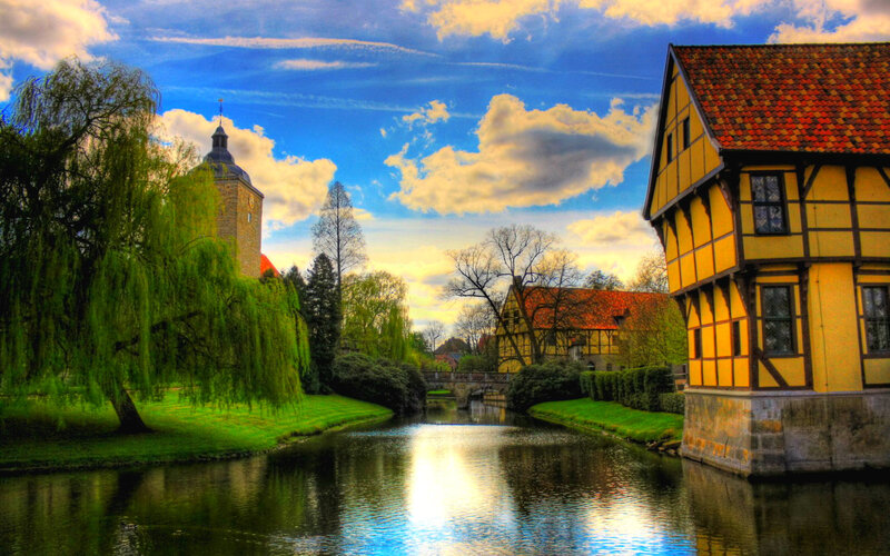 Yellow Half-timbered House — Blue