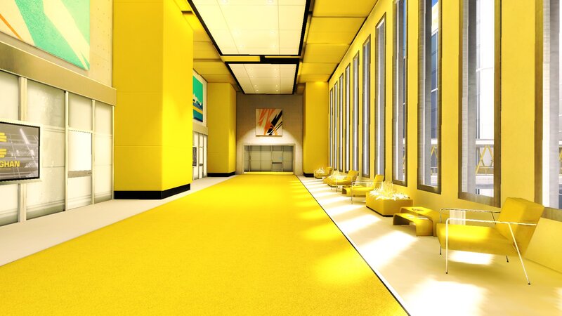 Yellow Hallway Interior — Bright, Modern