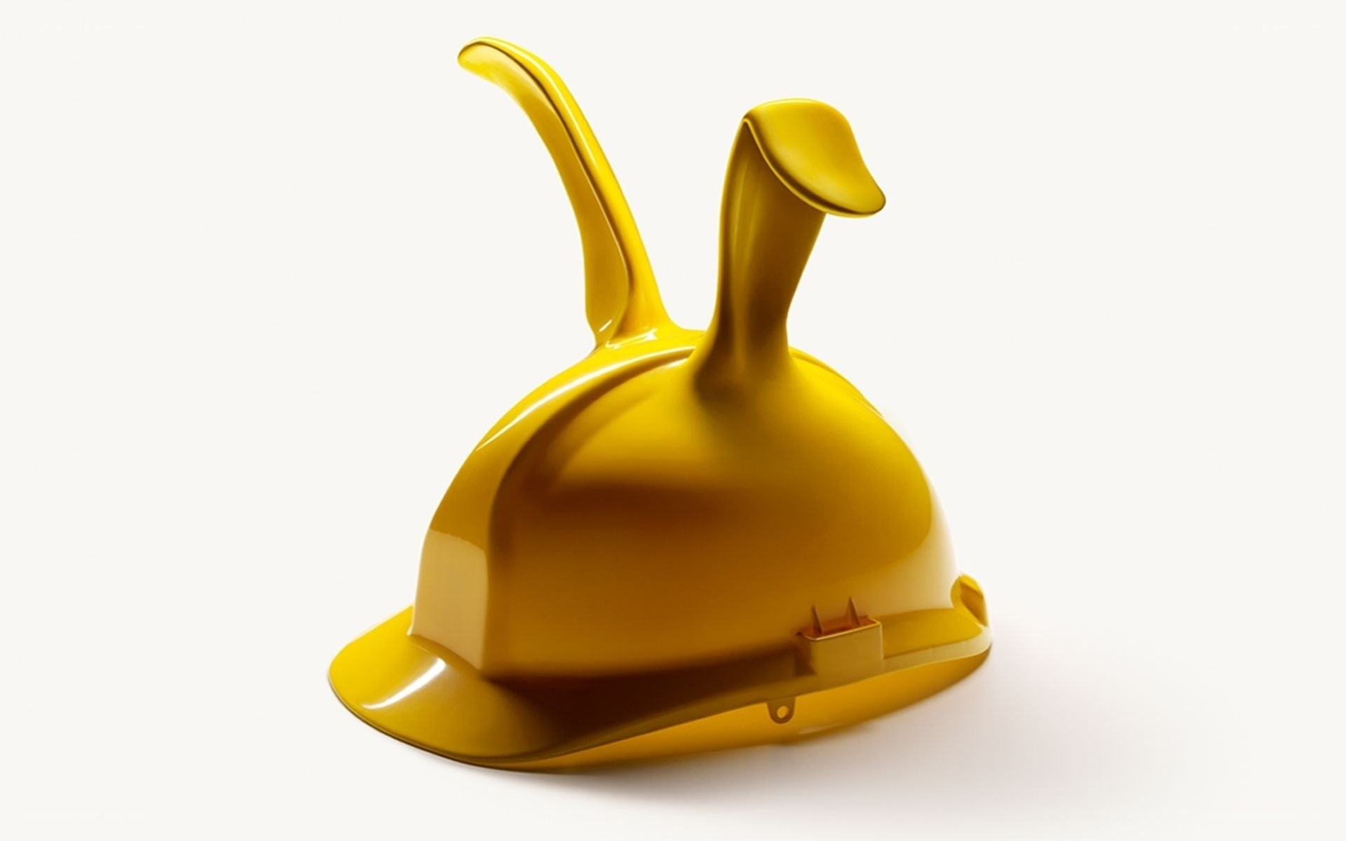 yellow hard hat with bunny ears
