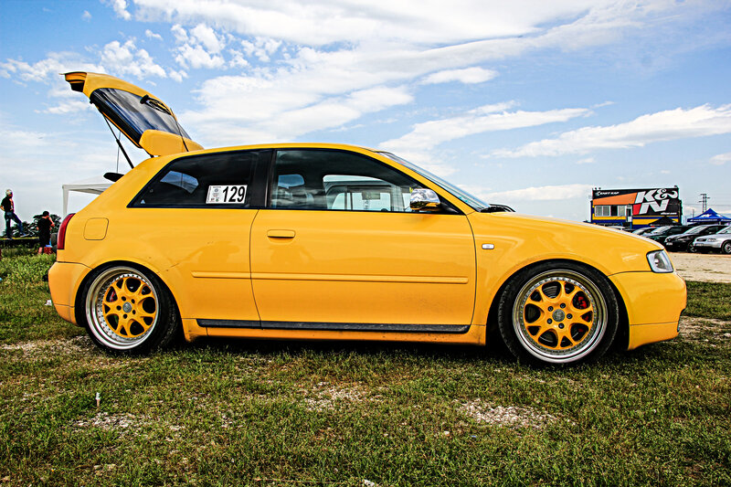 Yellow Hatchback Car — Outdoor, Afternoon