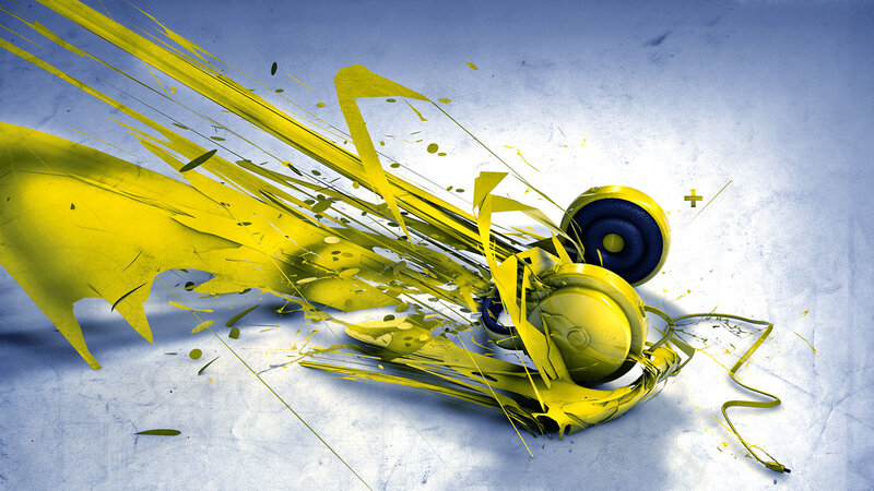 yellow headphones explosion