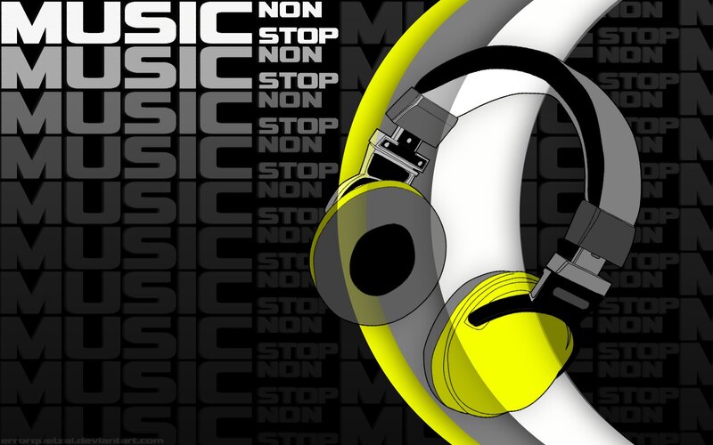 Yellow Headphones on Patterned Background