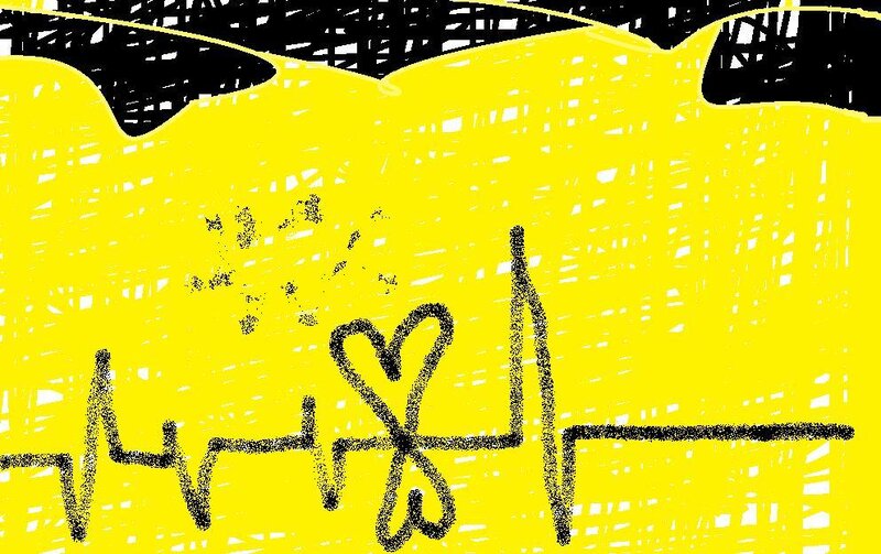 yellow heart rate line drawing