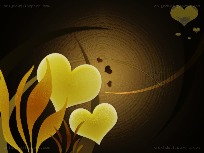 yellow hearts on dark background