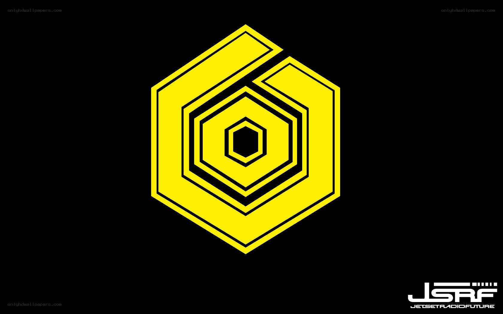 yellow hexagon logo on black