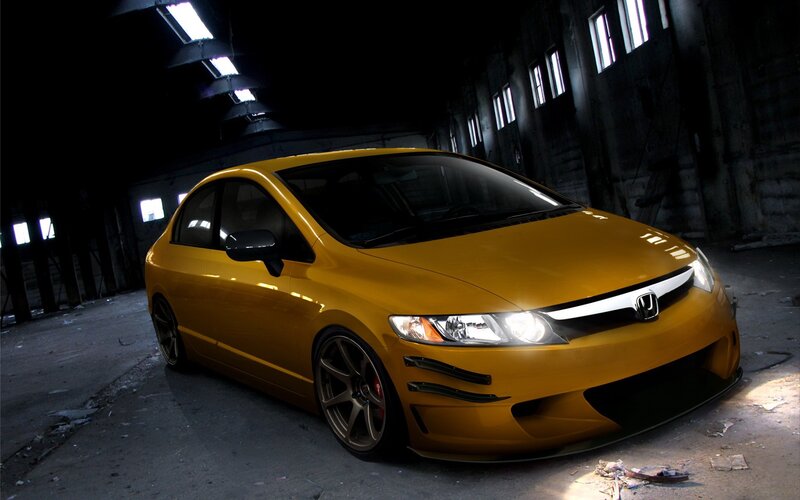 Yellow Honda Civic — Dramatic