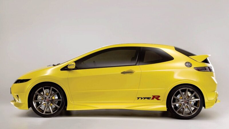 yellow honda civic type r