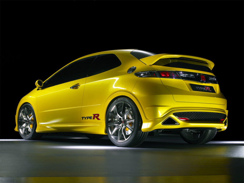 Yellow Honda Civic Type R — Dramatic, Photograph, Car, Rear Spoiler