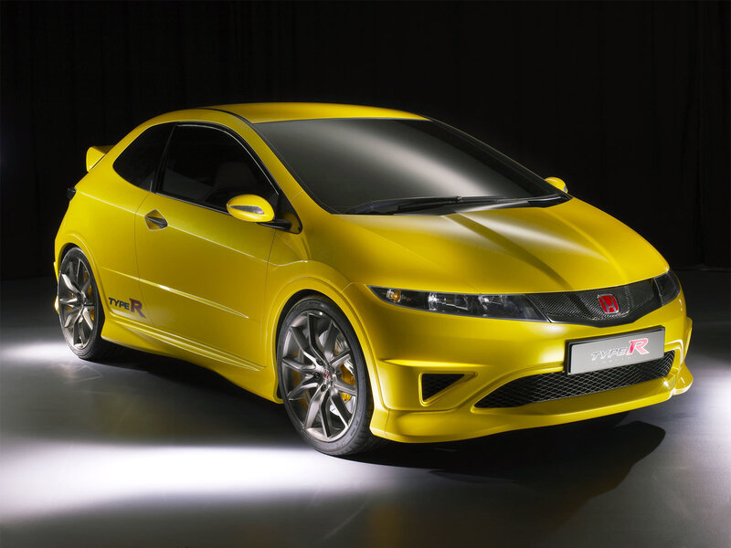 Yellow Honda Civic Type R — Dramatic, Photograph, Car