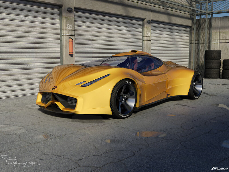 Yellow Honda concept car