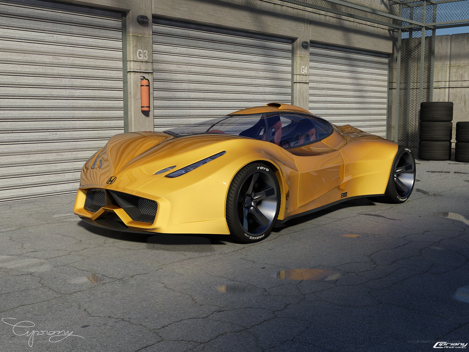Yellow Honda concept car