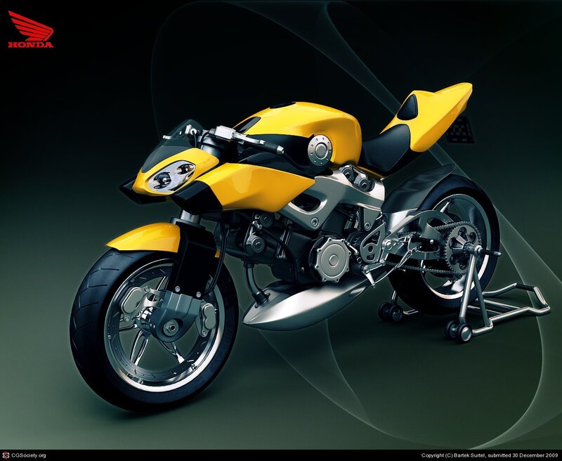 Yellow Honda concept motorcycle