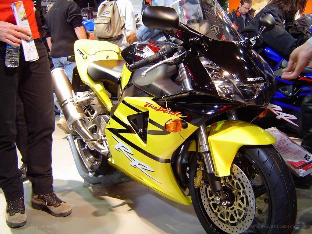 Yellow Honda Fireblade motorcycle