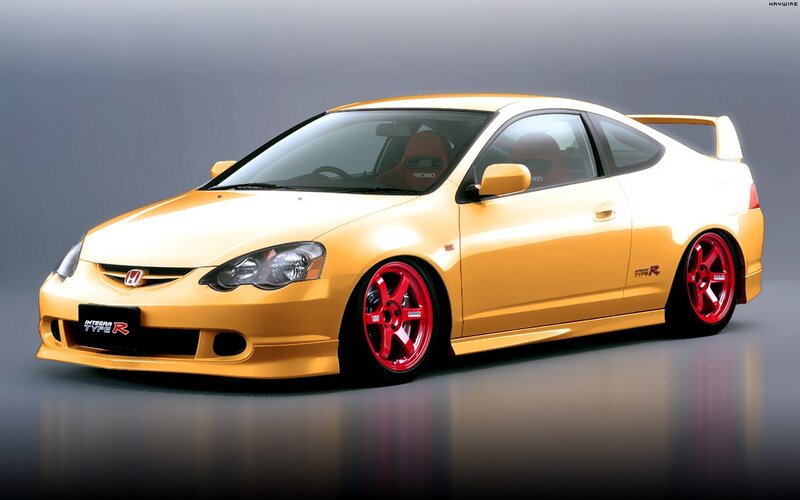 yellow honda integra type r