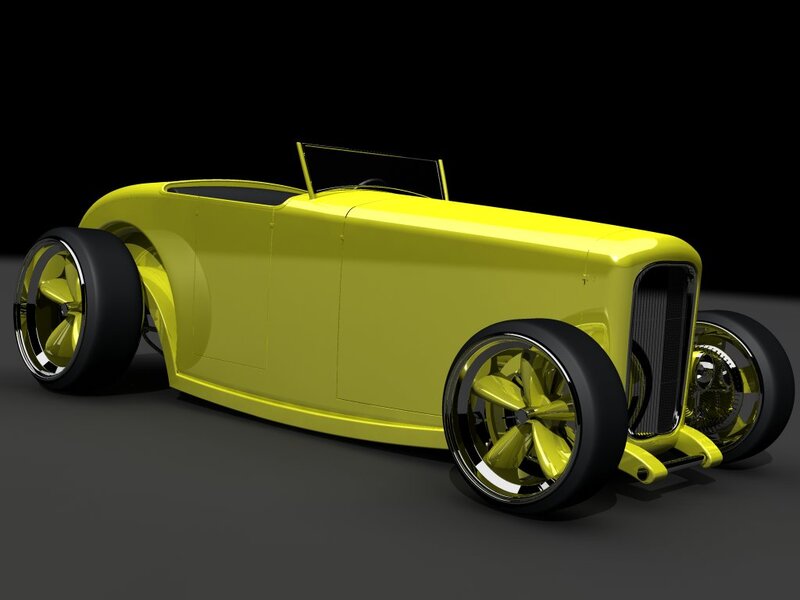 Yellow Hot Rod Car — Dramatic, 3d Render