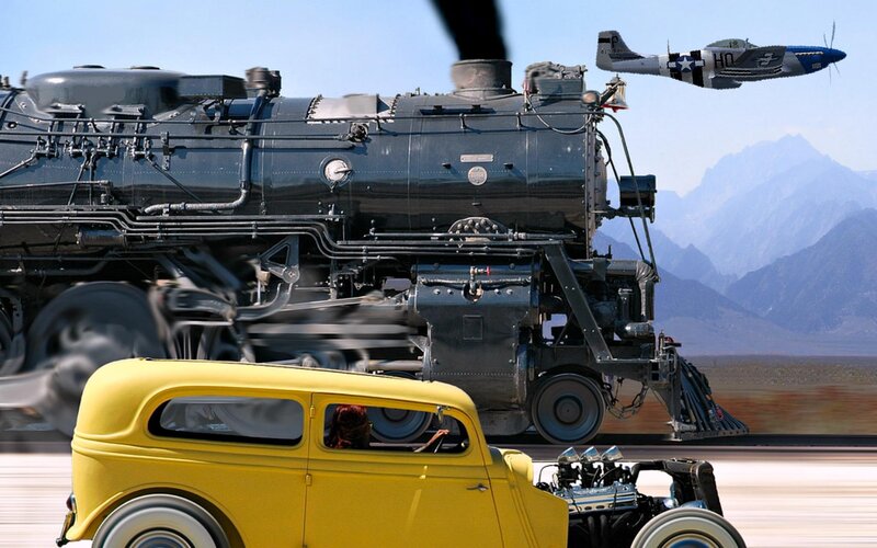 Yellow Hot Rod Car — Dramatic, Afternoon, Digital Art