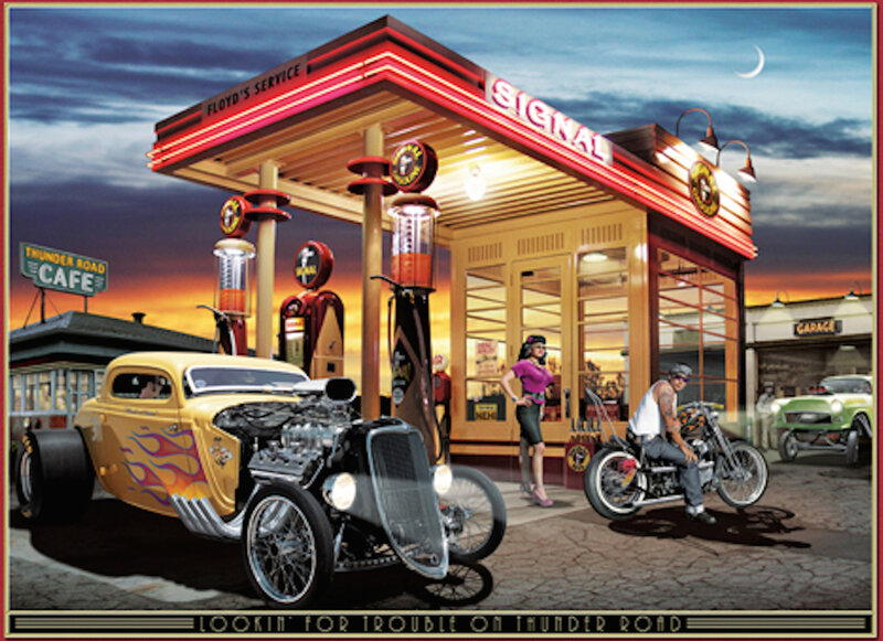 Yellow Hot Rod Car — Dramatic, Sunset, Digital Art