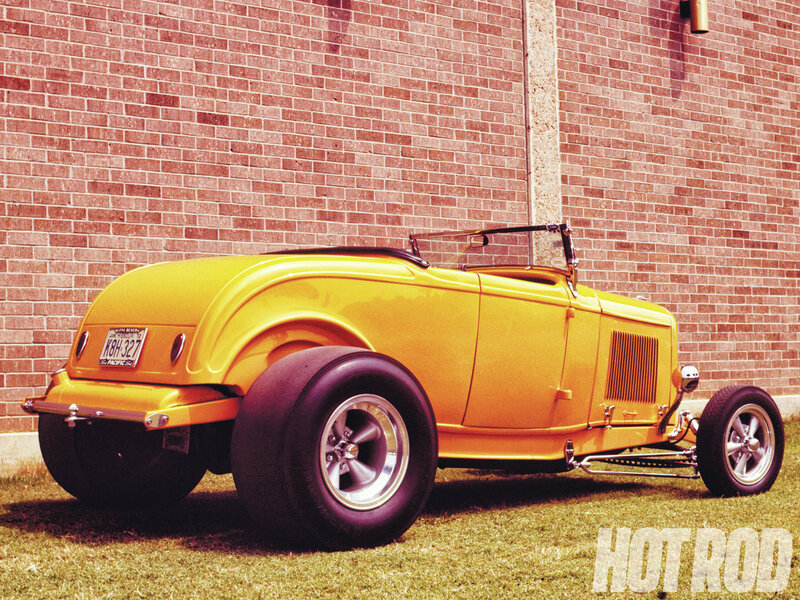 Yellow Hot Rod Car — Retro