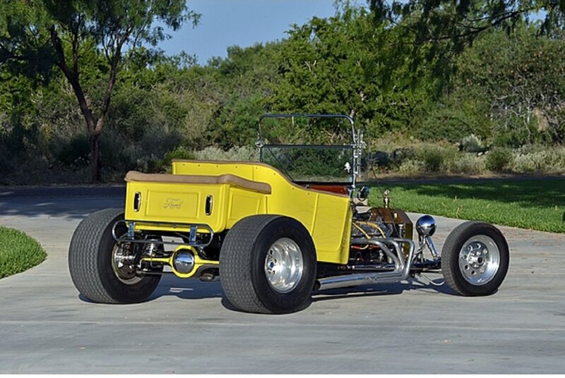 Yellow Hot Rod Car — Serene, Afternoon, Photograph, Trees