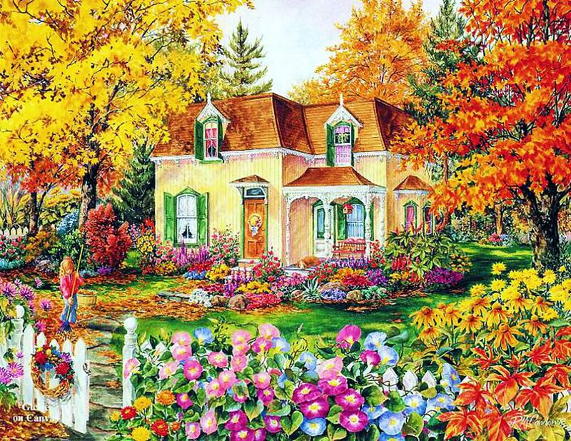 Yellow House in Autumn