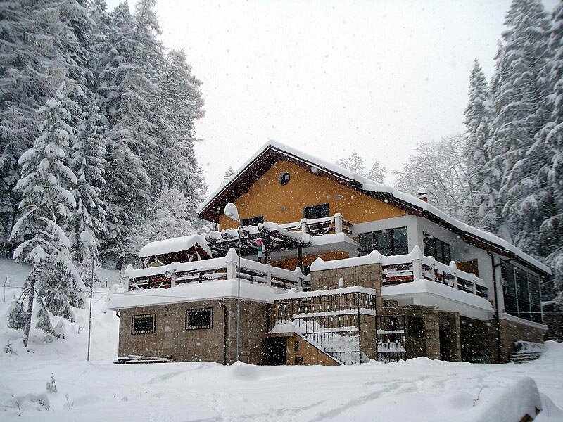 Yellow House in Snow — White