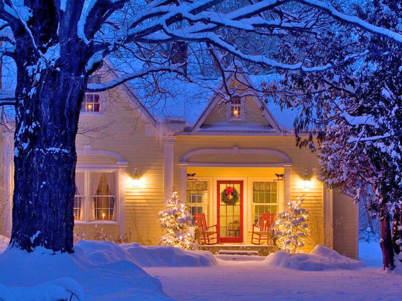 Yellow House in Winter