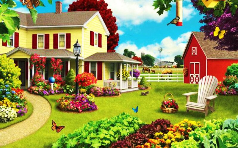 Yellow House with Garden — Serene, Afternoon