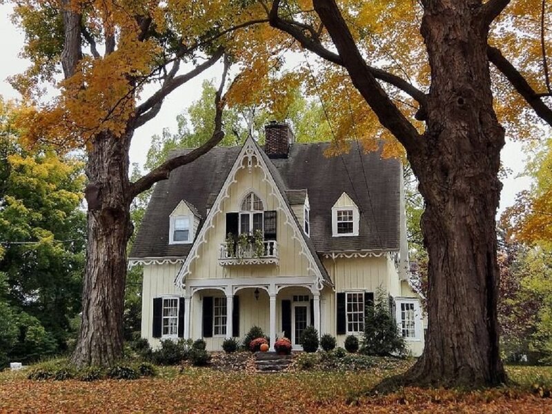 Yellow House with Trees