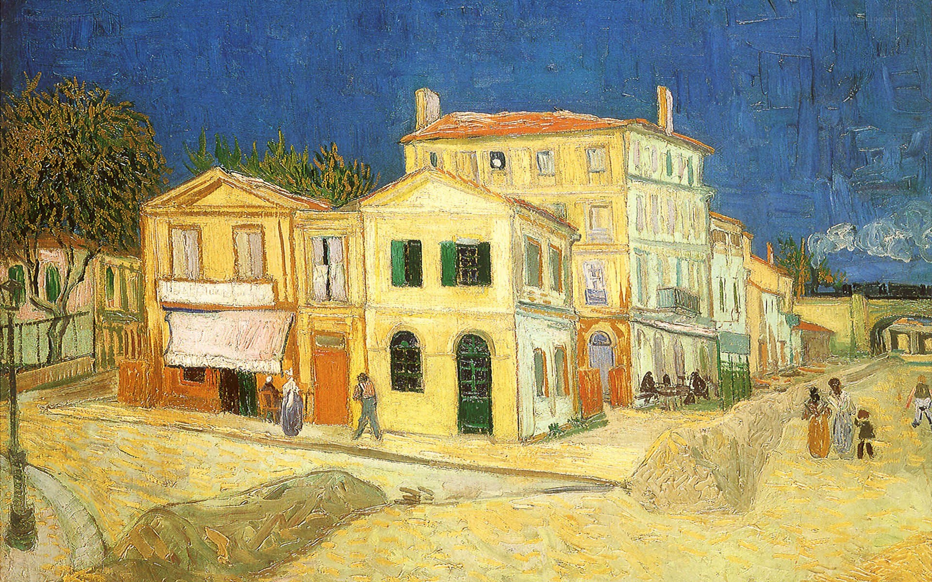 Yellow Houses at Night