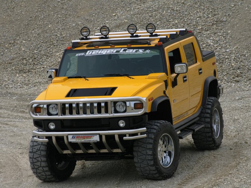 Yellow Hummer H2 pickup