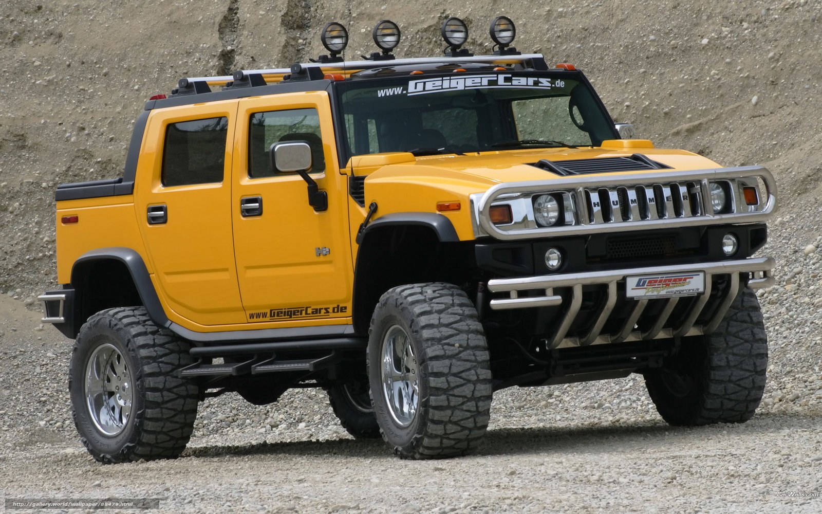 Yellow Hummer H2 pickup