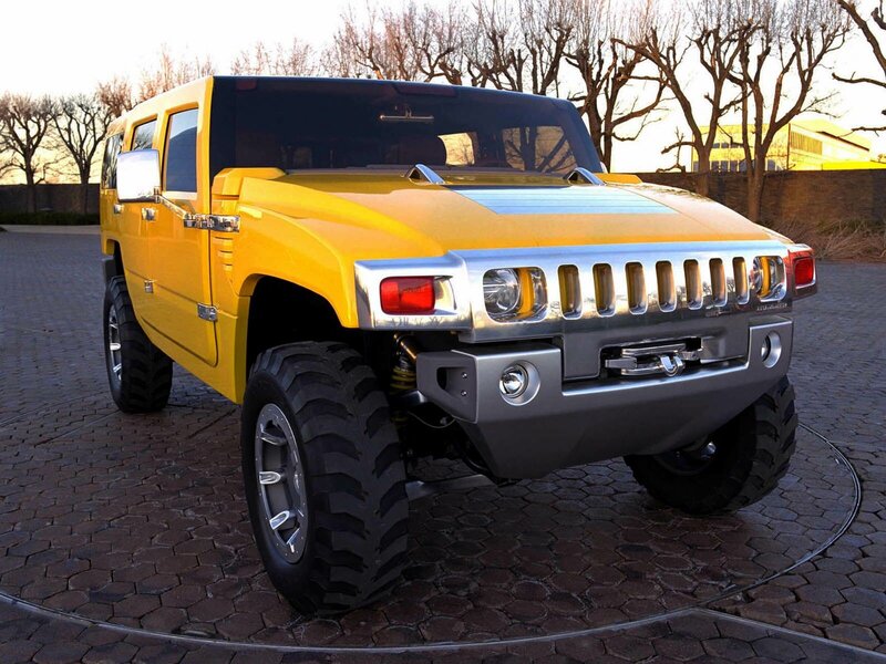 Yellow Hummer H2 SUV