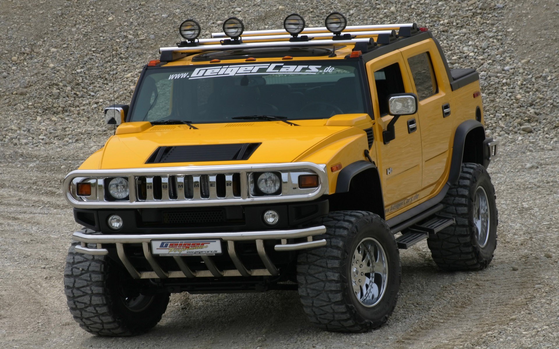 Yellow Hummer H2 SUV
