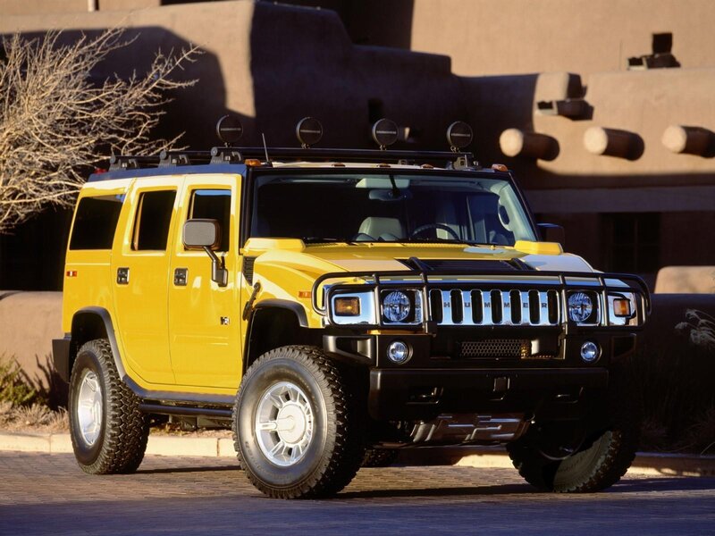 Yellow Hummer H2 Suv — Dramatic, Afternoon, Photograph