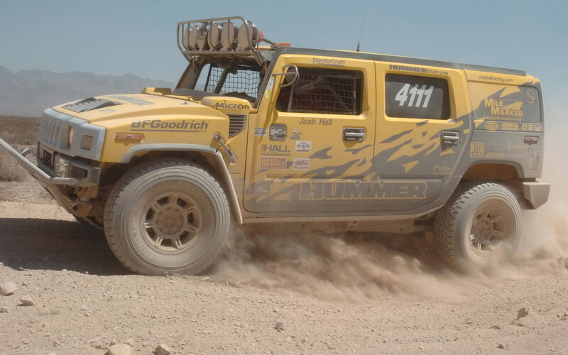 Yellow Hummer in Desert