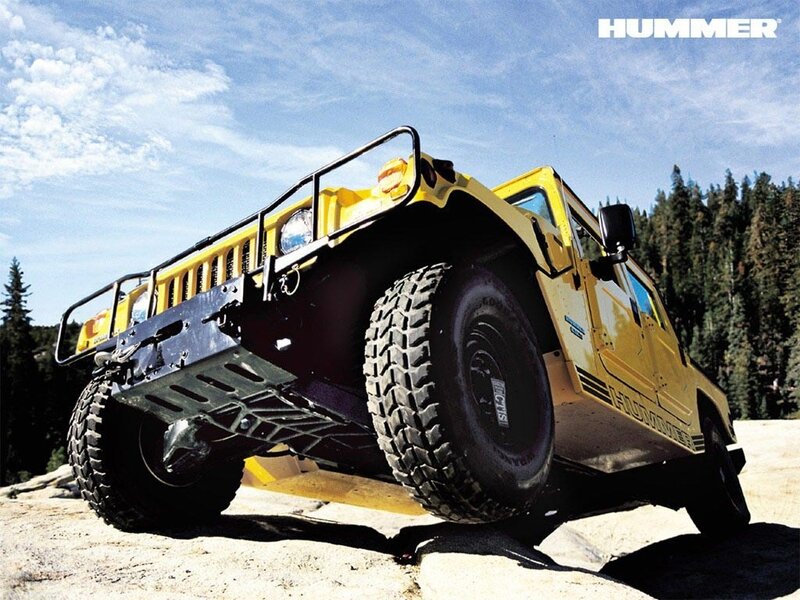 Yellow Hummer off-road vehicle