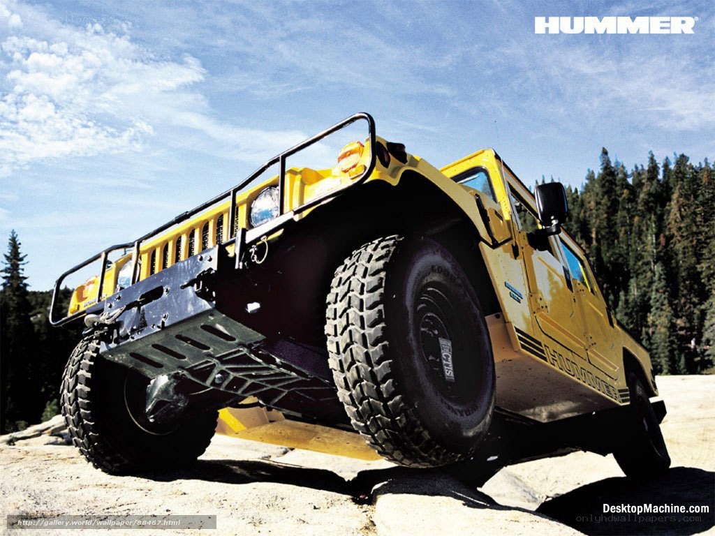 Yellow Hummer off-road vehicle