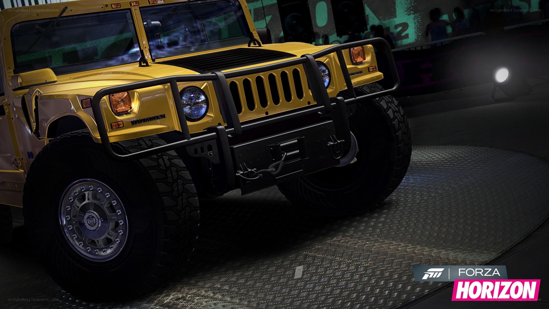 yellow hummer on display