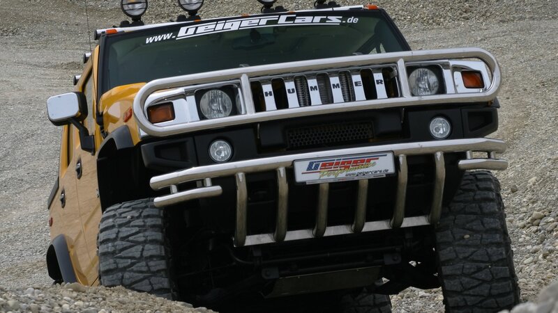 Yellow Hummer with custom grille