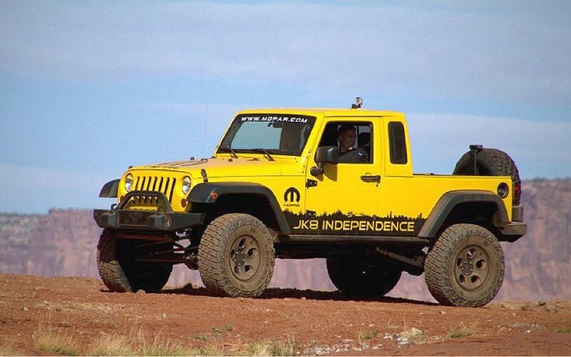 Yellow Jeep Pickup Truck — Outdoor, Afternoon