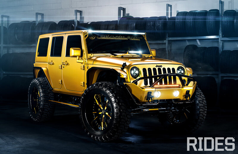 Yellow Jeep Wrangler — Dramatic, Photograph