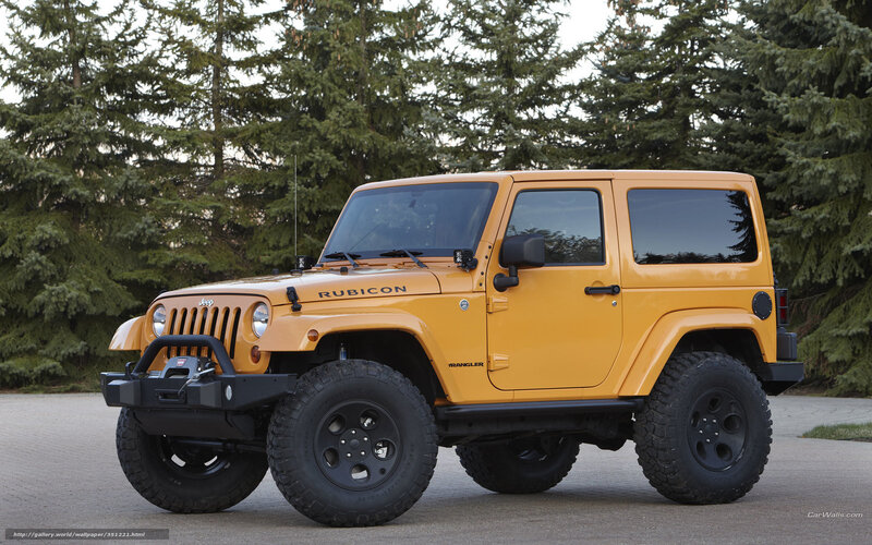 Yellow Jeep Wrangler Rubicon — Outdoor, Afternoon