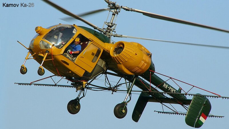 Yellow Kamov Ka-26 Helicopter
