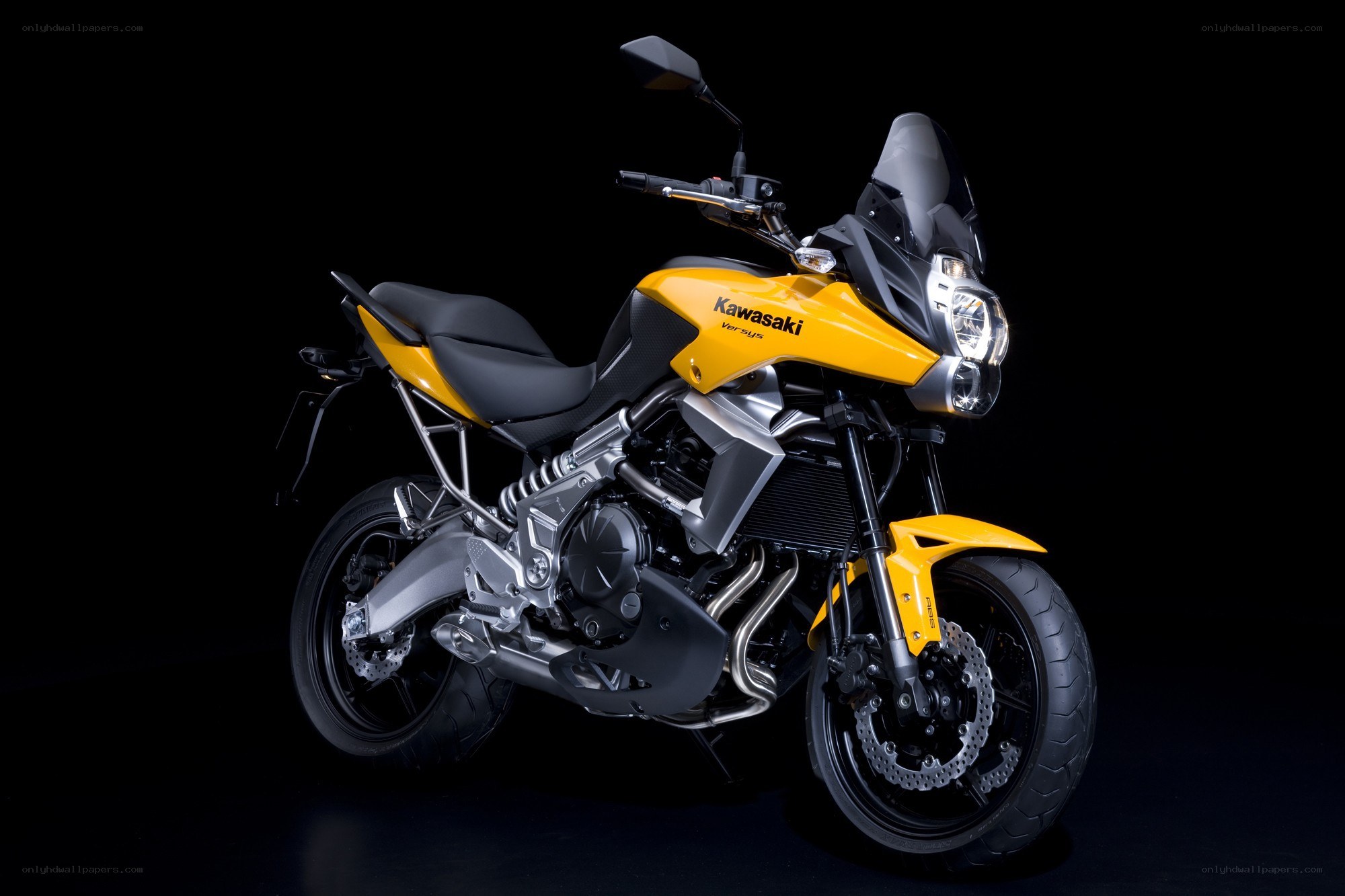 Yellow Kawasaki Versys motorcycle