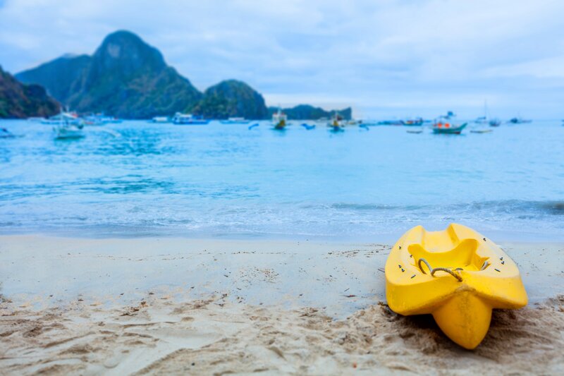 Yellow Kayak on Beach — Serene