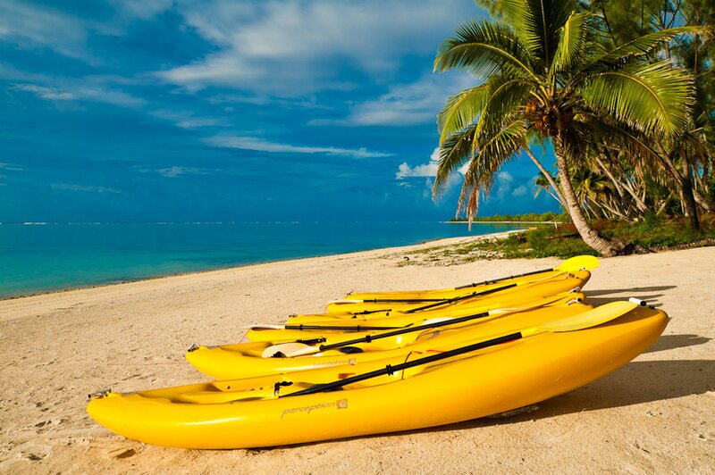 Yellow Kayaks on Beach — Serene, Afternoon