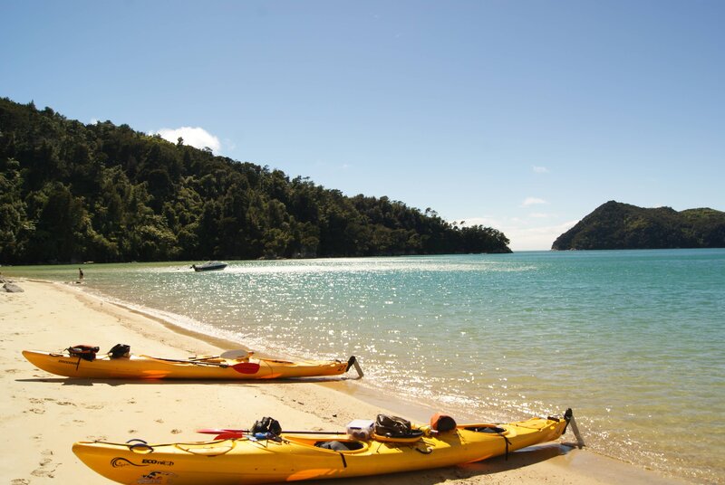 Yellow Kayaks on Beach