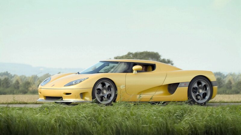 Yellow Koenigsegg CCXR in field