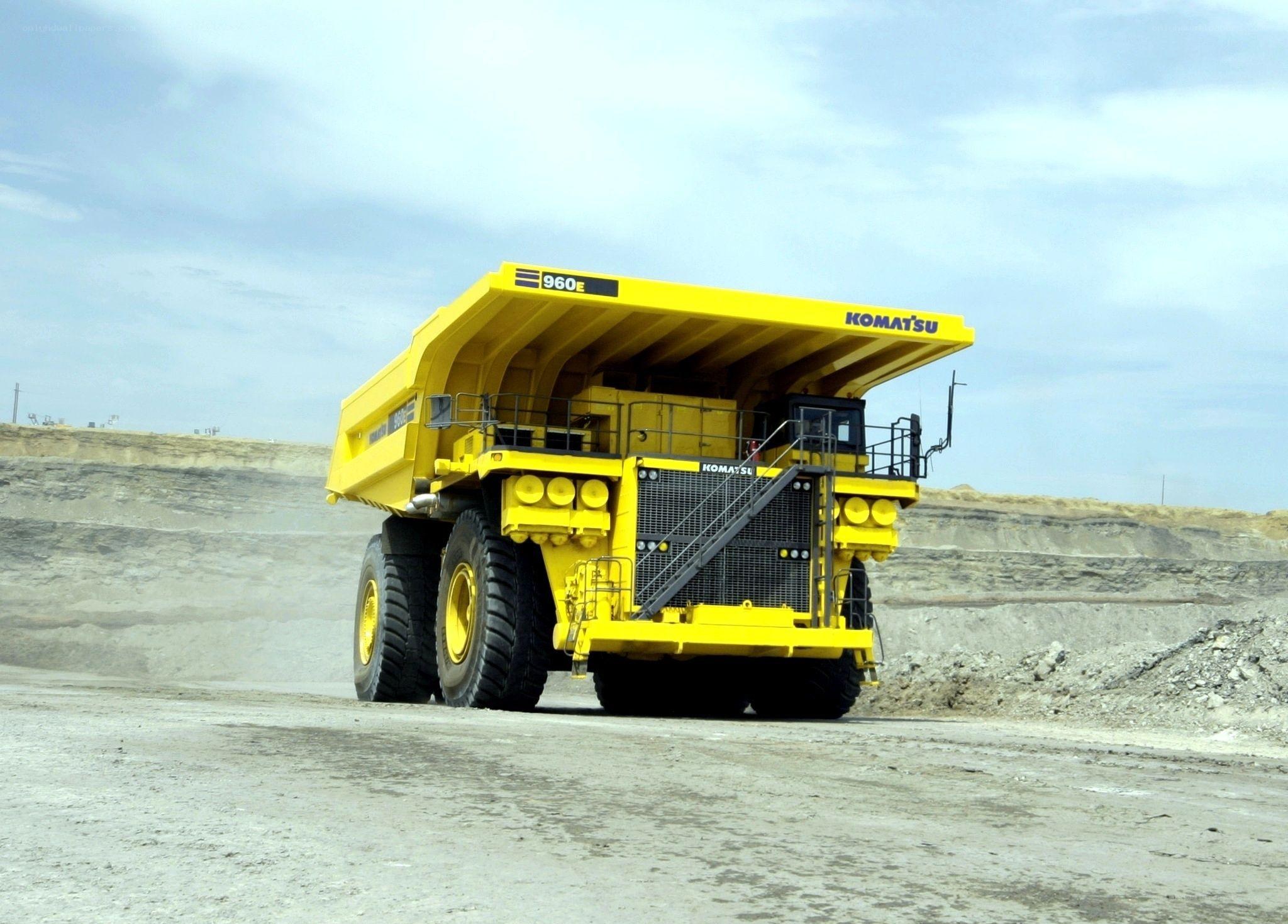 Yellow Komatsu mining truck